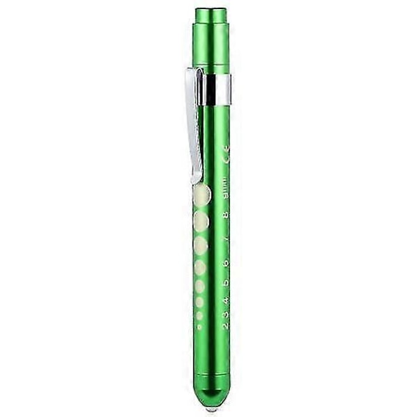 Bærbar Medicinsk Førstehjælp LED Pen Lommelygte Torch Lampe med Pupilstørrelsesmåler[YJD] green