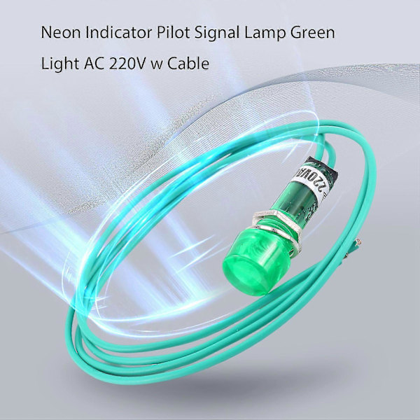 Indikator Pilot Signallampe Grønt Lys AC 220v Med Kabel[YJD]