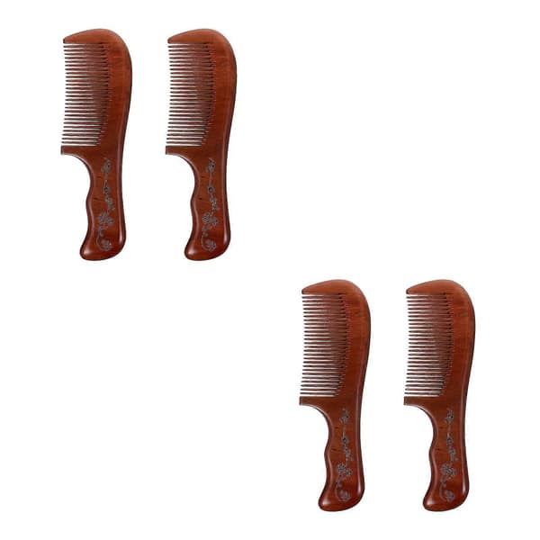Antistatisk kam av brunt sandelträ för hårstyling, 2-pack [YJD]