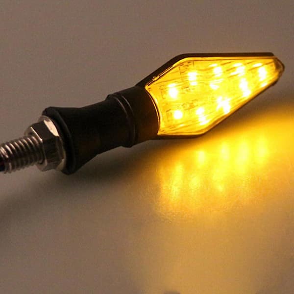 12 LED Amber+blå Motorcykel Blinklys Indikator Universal[YJD] Black 1pc