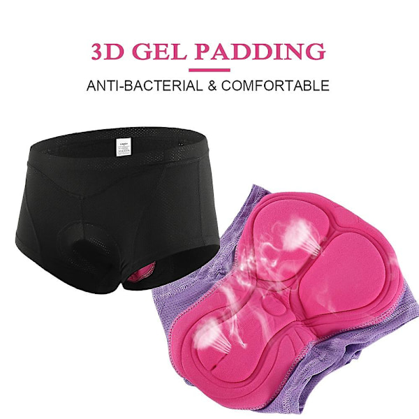 Dam Cykelunderkläder 3D Gel Vadderade Cykelkalsonger MTB Cykel Underkläder Shorts[HK] M Black