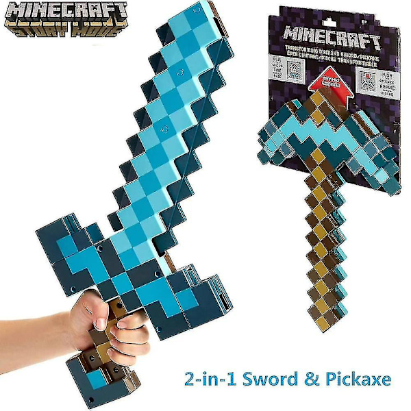 Minecraft-lelut, miekka ja hakku, Minecraft-pelin muuntautuva roolipelivaruste lapsille, joulu- ja syntymäpäivälahja lapsille ja faneille