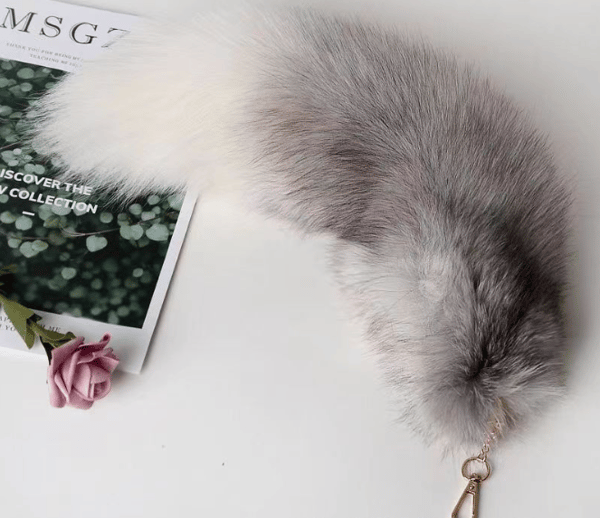 Fluffig Räv Svansnyckelring 40cm[YJD] silver