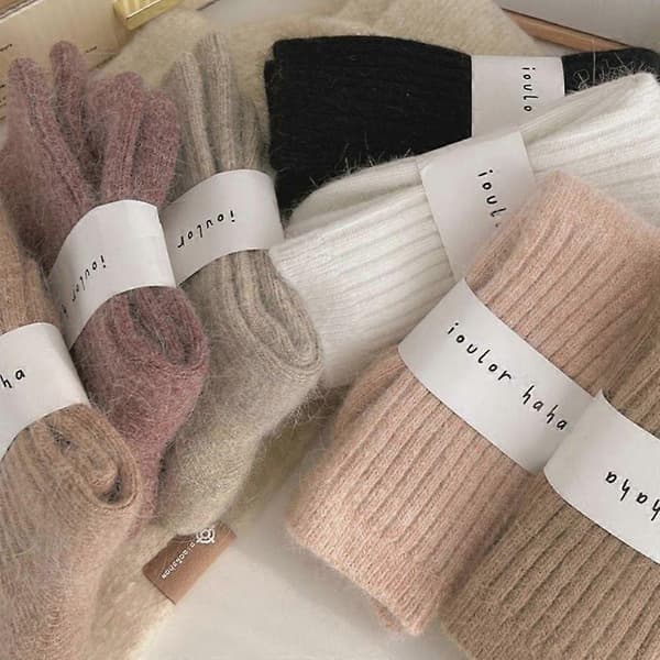 Lange Strømper Mode Cashmere Vinter Varme Fløjlsstrømper Tykke Striber Lange Strømper Termiske Midt Rør Strømper Til Kvinder[YJD] One Size