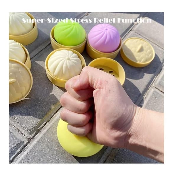 Dumplings Fidget, Stor Stressavlastande Sensorisk Boll för Vuxna Barn, Kläm Decompression Dough Fidget Leksak (Vit)[YJD]