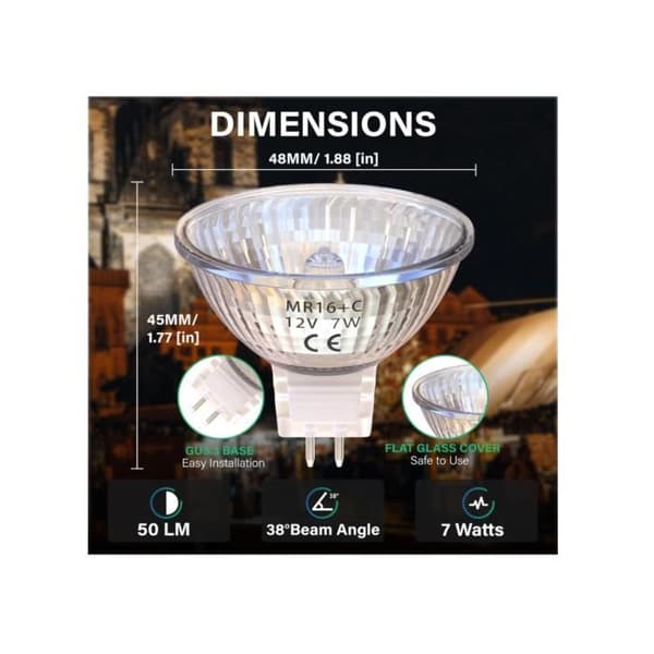 MR16 7W halogenlampa - Varmvit 2800K - Reflektor - Spot - Dimbar Warm white