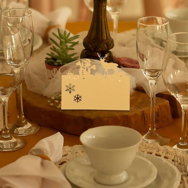 Bordnavnekort i papir til bryllup 250 stk. Julefest bordkort [YJD]