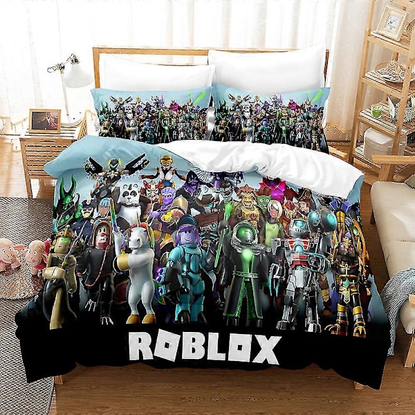R03 Roblox 3D-tryckt Sängklädesset Täcke Överkast Kuddfodral Barnpresent_v (YJD) AU single 140x210cm