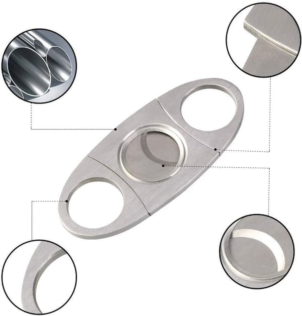 Vicloon Sigarkutter Dobbel Rustfritt Stål, Dobbel Blad Giljotinsaks, Lommesigarverktøy, Sølv[YJD] Silver-1pc
