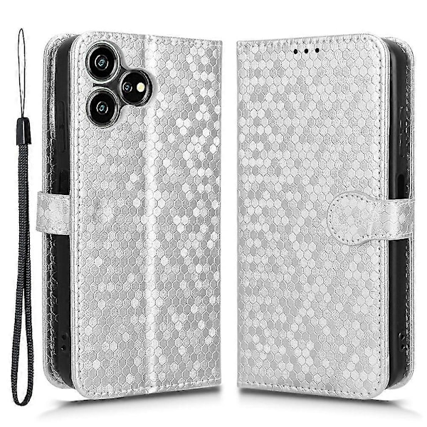 Læderetui med prikker til ZTE Blade V50 Smart/Blade V50 Design 4G - Flip telefoncover -[HK] Silver ZTE Blade V50 Smart