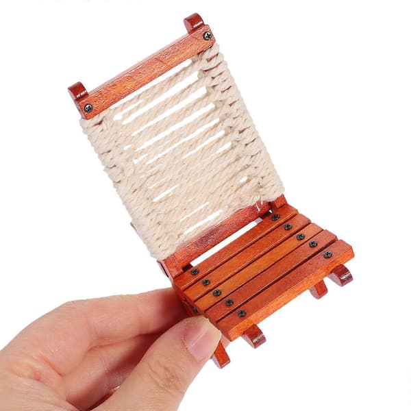 Miniature stolmodel udendørs stol til dekoration 2 stk. brunt træ [YJD]