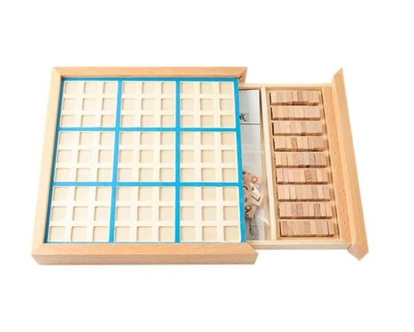 Sudoku-spel i trä med låda - Mattesudoku-spel - Skrivbordsleksak[YJD]
