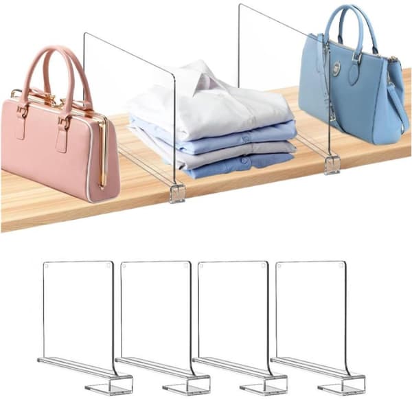 Justerbar garderobsorganisatör för kläder och böcker, 6-pack, transparent, flexibel[YJD] 6x Shelf Divider