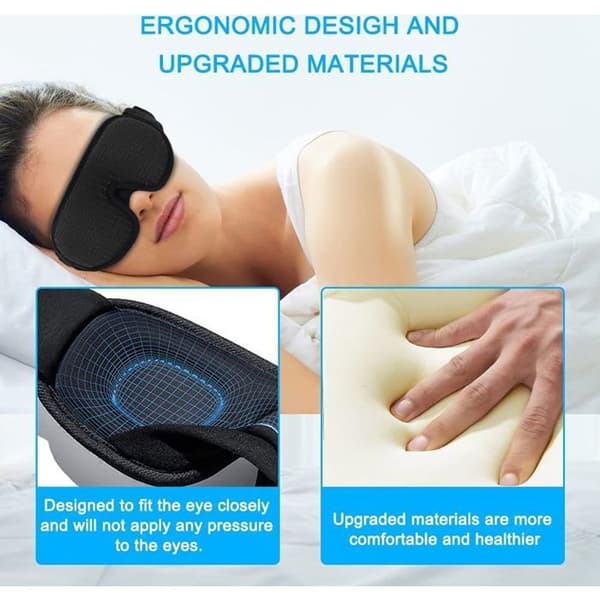 Sovmask för män och kvinnor, 3D-konturerad sovmask och pannband, konkavformad sovmask, mask för (YJD)