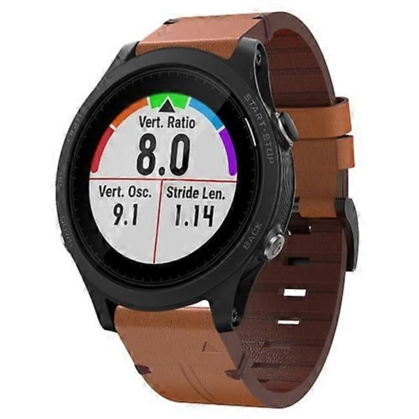 För Garmin Forerunner 935 22mm Läder Stålspänne Klockarmband[HK] Brown