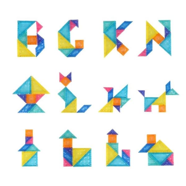 Magnetiska Tangram, 3D Magnetiska Tangram för Barn, Resespel, Magnetiska Spel för Barn, Magnetiska Byggspel[YJD]