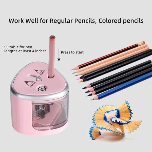 Elektrisk blyantspidser - Dobbelt huller - Pink - Sikkert design - Bærbar ENEVAOCT (YJD)