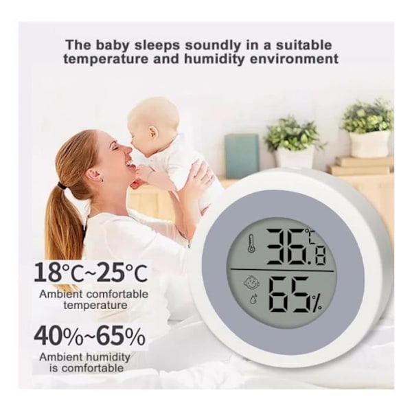Indendørs termometer - Mini - Med højpræcisions digital sensor - Plast - Hvid [YJD][YJD]