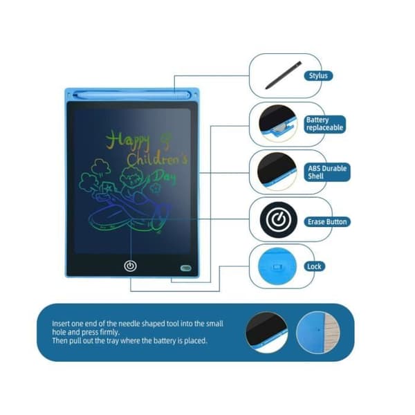 Tegnebrett for barn - -wj - 8,5 tommer - Papirløst og gjenbrukbart - Fleksibel LCD-skjerm[YJD] Black