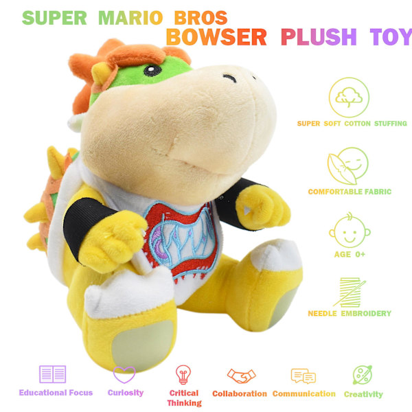 7\" Super Mario Bowser Kong Koopa Plussj Lille Stående Drage Broderi Ilddrage Dukke for Barnegave (YJD)