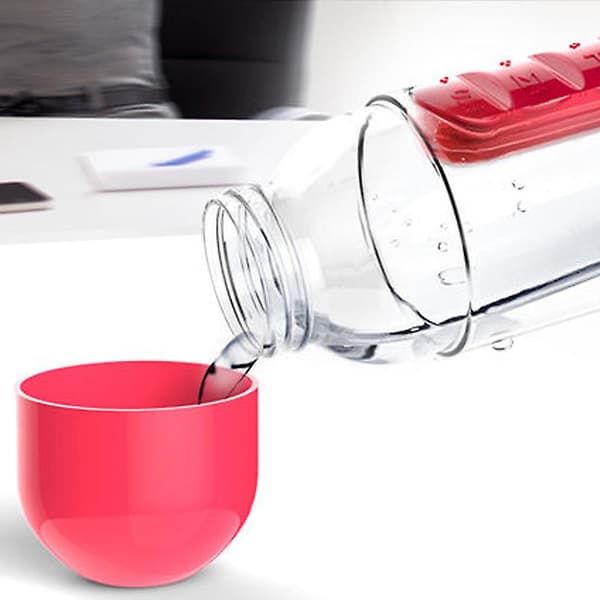 600 ml vattenflaskor plastdrickaflaska med piller resebox organizer [YJD] Rose red 1pcs