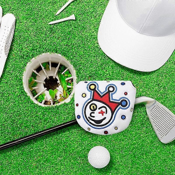 Golf Putter Huvudskydd Vattentätt Clown Design Golfklubba Roliga Skydd Halvcirkel PU Kort Hals Golfklubba Huvudskydd Tillbehör För[YJD] Green