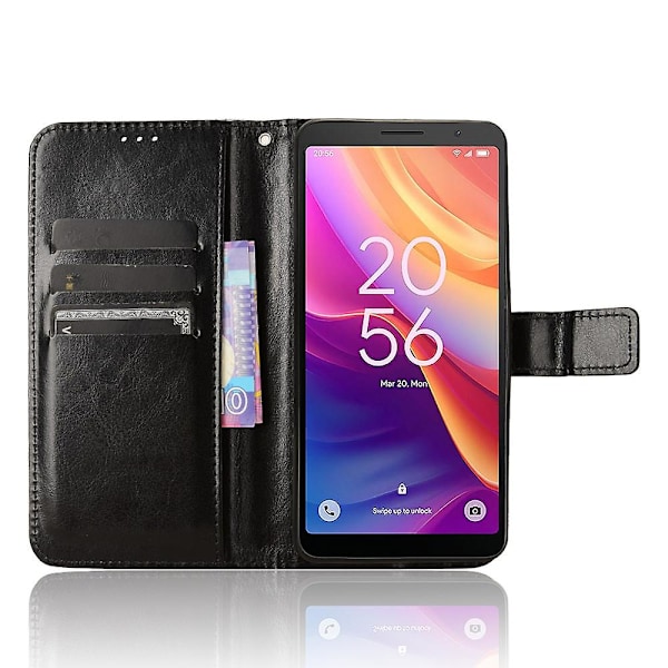 Til TCL 501 Wallet Stand Etui Crazy Horse Texture Læder Telefon Cover - Rød (YJD) Black TCL 501