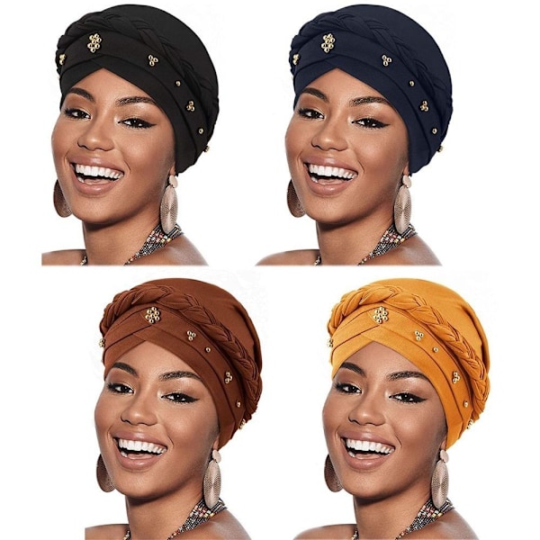 Dame Turban Caps Perle Skjerf KAFFE [kk] coffee