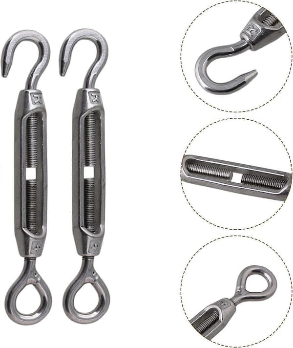 M4 5-pack 304 rostfritt stål vantskruv vajerspännare [YJD]