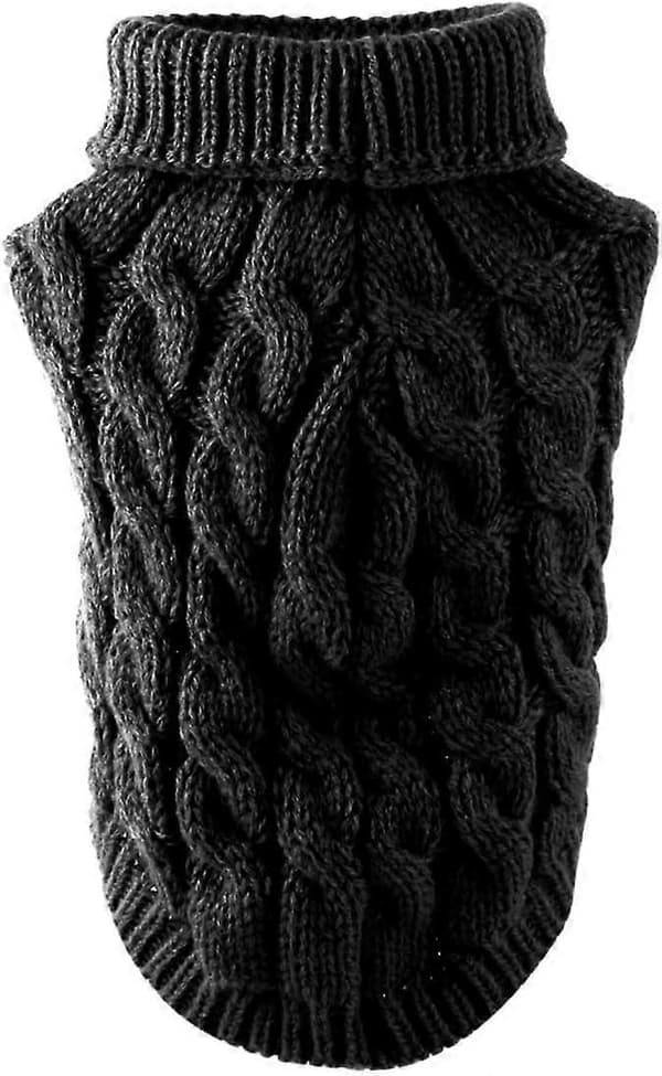 Hundehalsedisse Strikket Sweater, Patchwork Pullover Vintervarmer til Små Medium Hunde Hvalpe Katte - Kompatibel med Kæledyrsstørrelse[YJD] Black M
