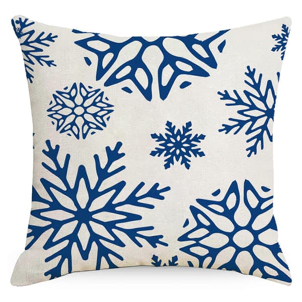 SZTXJ Set om 4 blå julkuddfodral 45 x 45 cm för soffa, säng och bil [YJD]