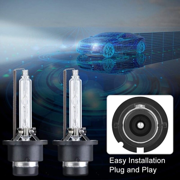 D2S 35W Auton Xenon-ajovalot 85V AC HID, 6000K D2R Xenon-lampun vaihtolamput - P32d-3 liitäntä (kylmä valkoinen)