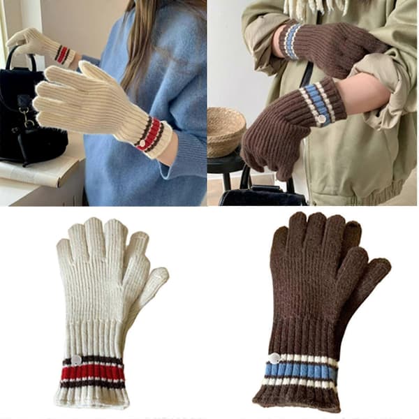 Varma Termiska Handskar Tonåringar Handskar Stilfulla Handskar Full Finger Vinter Utomhus Handskar för Unisex Stickad Vante[YJD] Gray