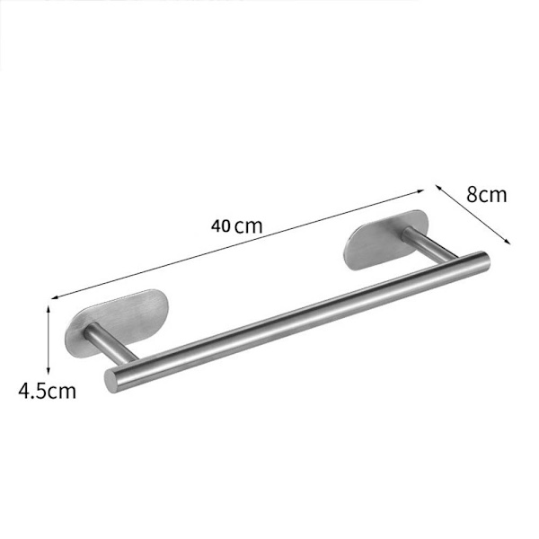 40 cm kylpyhuoneen seinälle kiinnitettävä pyyhekuivain, ruostumattomasta teräksestä valmistettu itseliimautuva pyyhekuivain, ei porausta, vedenkestävä, kylpyhuoneeseen