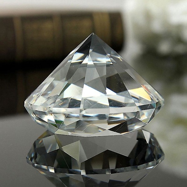 40mm Klar Pappersvikt Facetterad Skuren Glas Jätte Konstgjord Diamant Smycken Dekor  (YJD) A