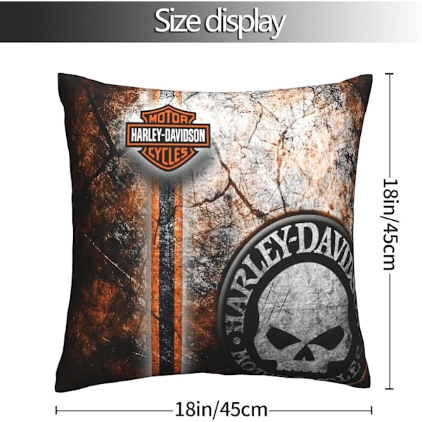 Kuddöverdrag Harley Davidson Varm och mjuk kuddfodral för dekorativa örngott i säng soffa utomhuskudde (H-224)  (YJD) 45x45cm