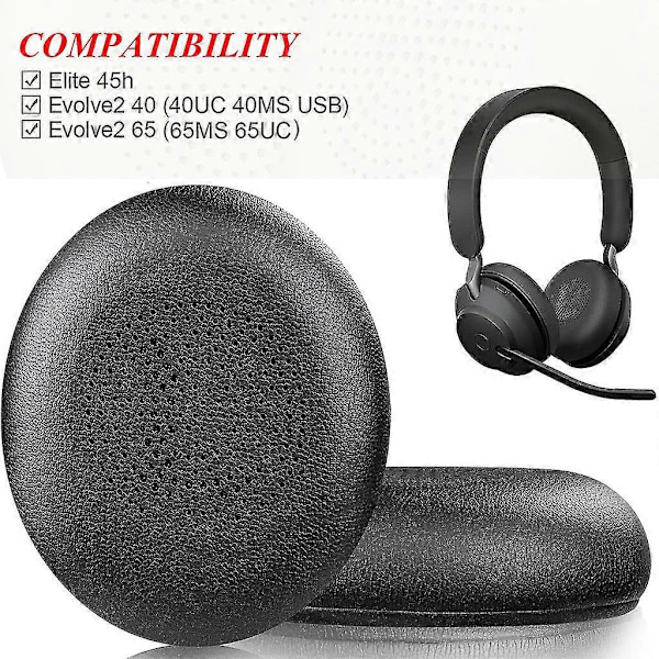 1 pari korvatyynyjä Elite 45h/Evolve2 65 -kuulokkeille, korvaavat Jabra Evolve 2 65 (65MS 65UC USB) / Evolve2 40 (40UC 40MS USB) / Elite 45h On-Ear Wire -kuulokkeet [HK] Navy Blue 1 Pair