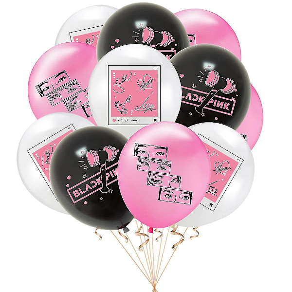 Blackpink Festtillbehör för Fans Fester Dekorationer - 1 Blackpink Festbanner 18 Blackpink Festballonger 17 Blackpink Tårta Topper [kk] Set A
