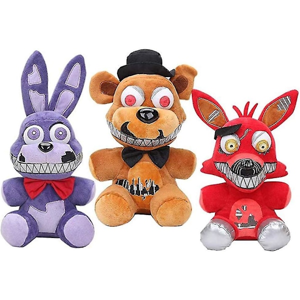 Foxy Piraten + Nightmare Bonnie + Freddy Fazbear + Chica Set Fem Nights At Freddy's Plyschset Fnaf Plushies Fnaf Leksaker Sister Location För Barn 11