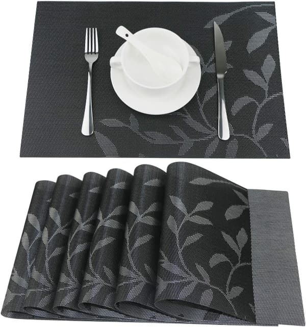 Värmeisolerande Halkfri Vinyl Placemat Set om 6 Tvättbara för Kök och Matplats[YJD]