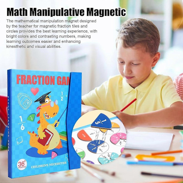 Magnetisk Fraktion Pædagogisk Puslespil, 2024 Nye Magnetiske Fraktionsbrikker & Fraktionscirkler, Læringsspil til Folkeskolen, Matematik Manipu[YJD]