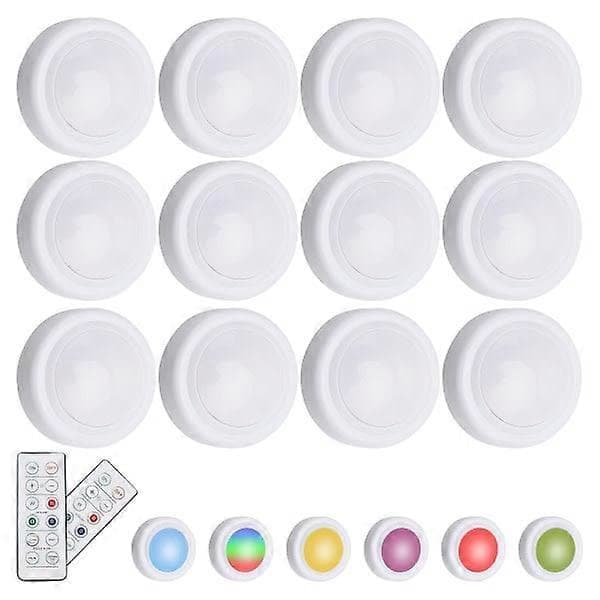 Trådlösa LED-spotlights med fjärrkontroll - MultiColor 12-pack[YJD] 12 and Pack