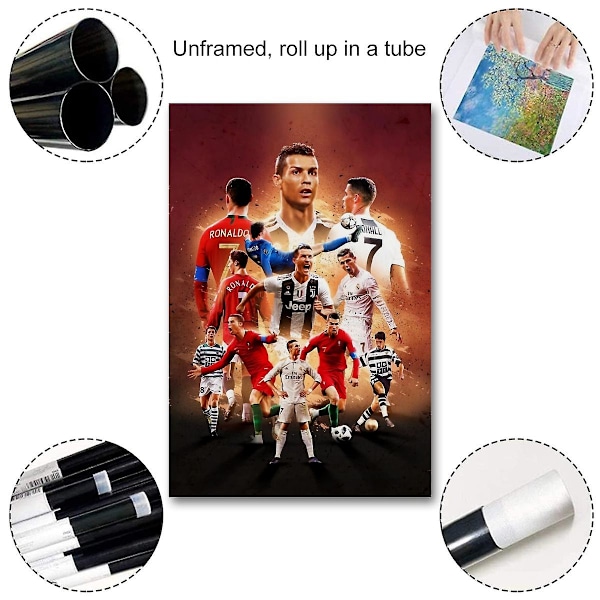 Fotballstjerne Cristiano Ronaldo Portugal Deksel Lerret Poster Soverom Sport Landskap Kontor Rom Perfekt for ethvert rom Dekor Gaveplakater (u  (YJD) No Frame 30x45cm(12x18in)