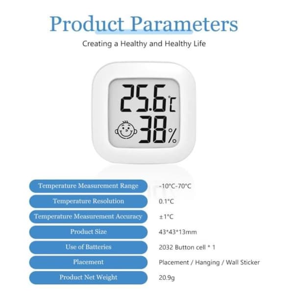 Indendørs Termometer - Hjem - Digital - Temperaturmåling - Hygrometer - LCD-skærm (YJD)