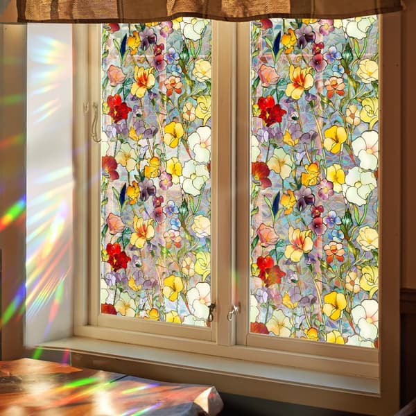 Retro blomstervindusdekal 43x100cm UV-beskyttet[YJD] 43x100cm-XCBL036