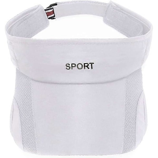 Solskjerm med uttrekkbar bred brem, Unisex solskjermhatt, Strandhatt for tennis/golf/strand, UV-beskyttelse grå[HK] white