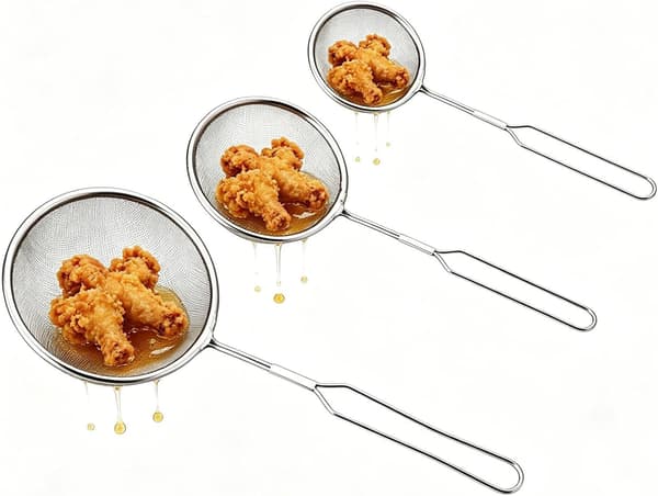 Finmasket sil i rustfritt stål (sett med 3) Kjøkkenredskapssett for matlaging, baking, ris (JYD)