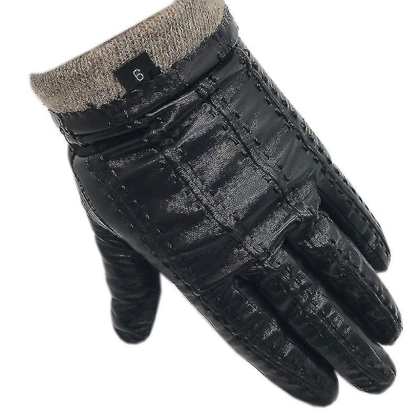 Vinter Män Mode Fårskinn Handskar i äkta läder Bomullsfoder Vinterhandskar Hålla värmen Köra Åka Utomhus Svart Ny