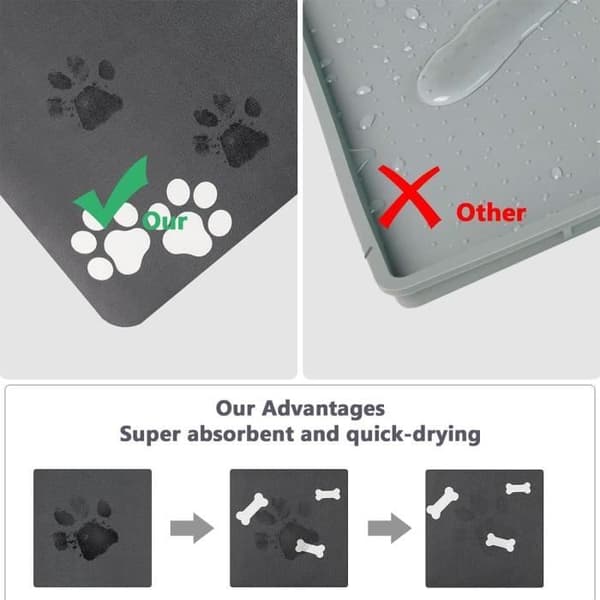 Hundefodermåtte Absorberende Skålmåtte til Gulve Kæledyrsfodermåtte til Hunde, Katte og Andre Dyr (40 * 60cm)