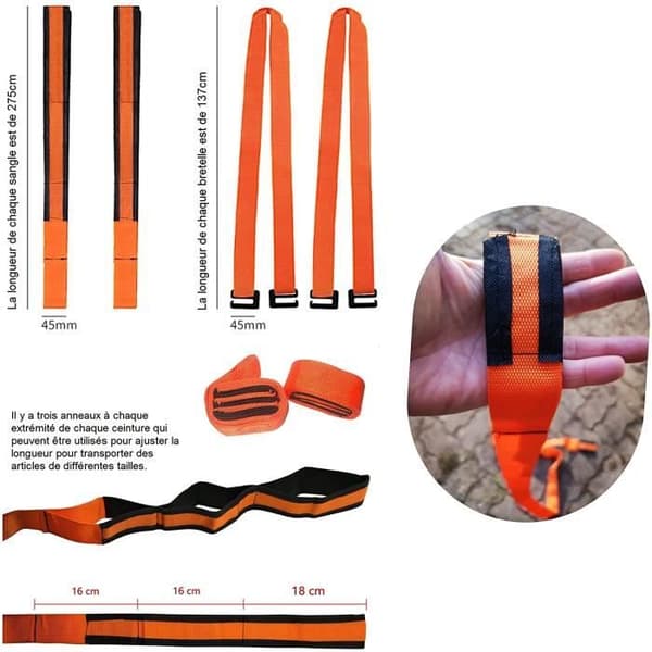 Flyttestropper - ProBest - 2 stropper - Ergonomisk - 100 kg - Nem at bære (YJD)